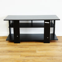40x17x19-Inch Black Wooden TV Stand with Two Open Shelves