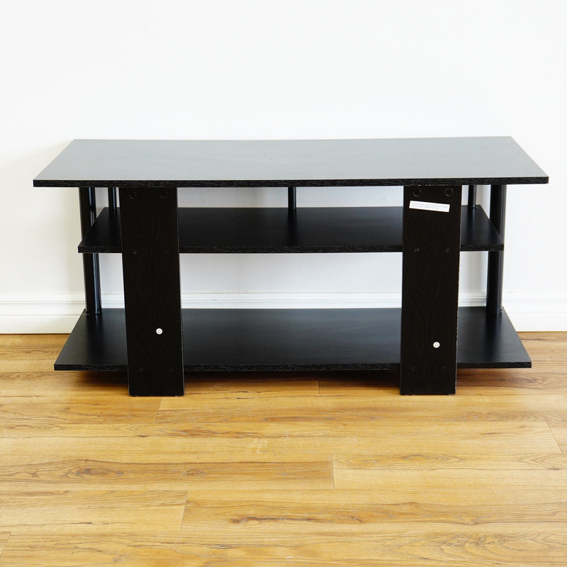 40x17x19-Inch Black Wooden TV Stand with Two Open Shelves
