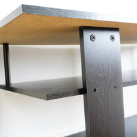 40x17x19-Inch Black Wooden TV Stand with Two Open Shelves
