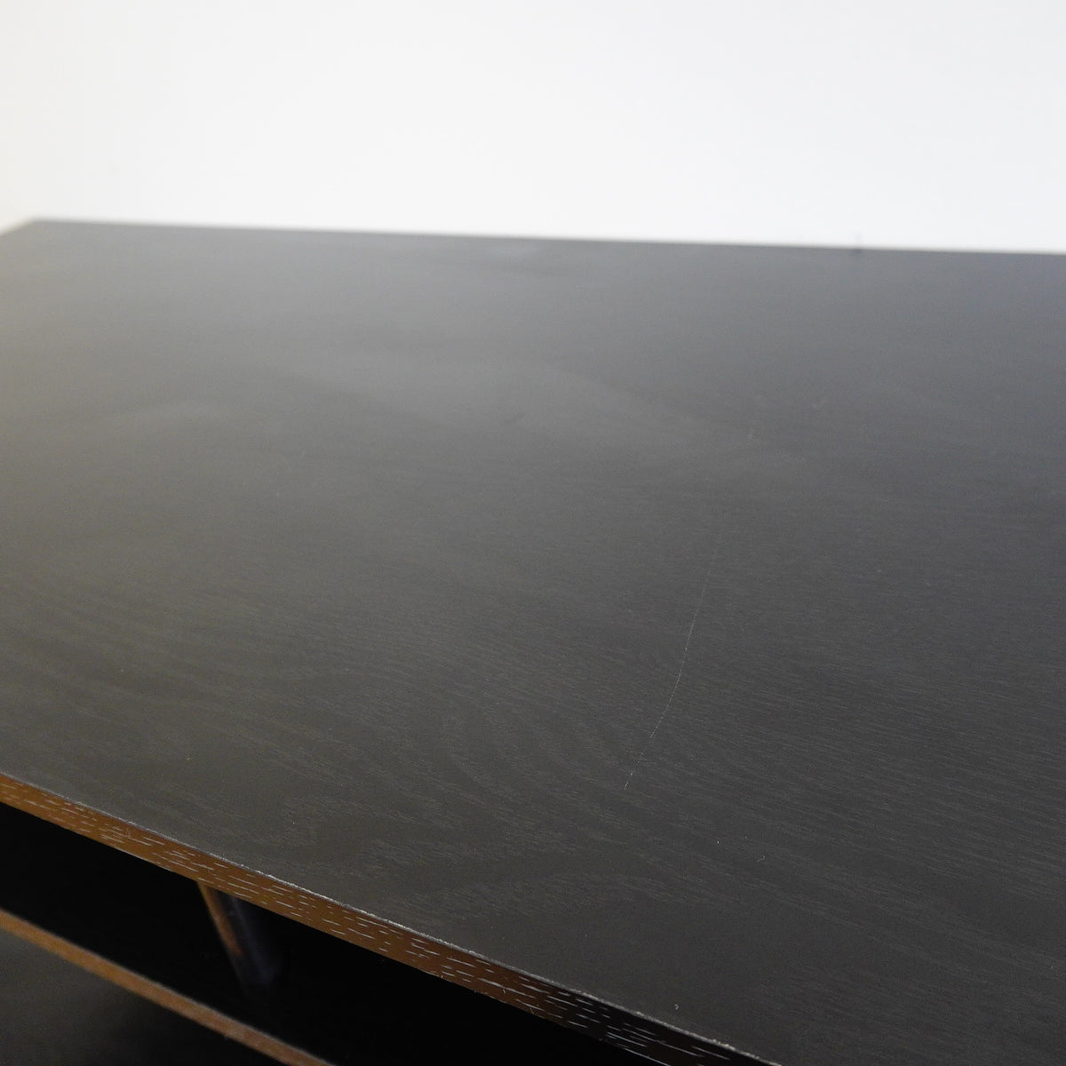 40x17x19-Inch Black Wooden TV Stand with Two Open Shelves