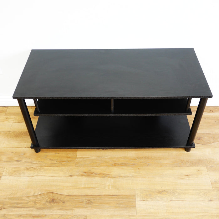 40x17x19-Inch Black Wooden TV Stand with Two Open Shelves