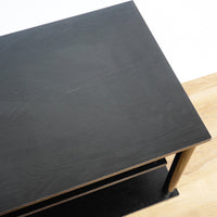 40x17x19-Inch Black Wooden TV Stand with Two Open Shelves