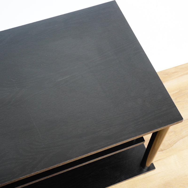 40x17x19-Inch Black Wooden TV Stand with Two Open Shelves