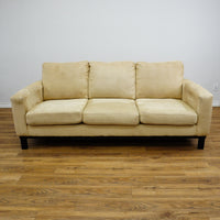 84x40x35-Inch Cream 3‑Seater Velvet Fabric Sofa