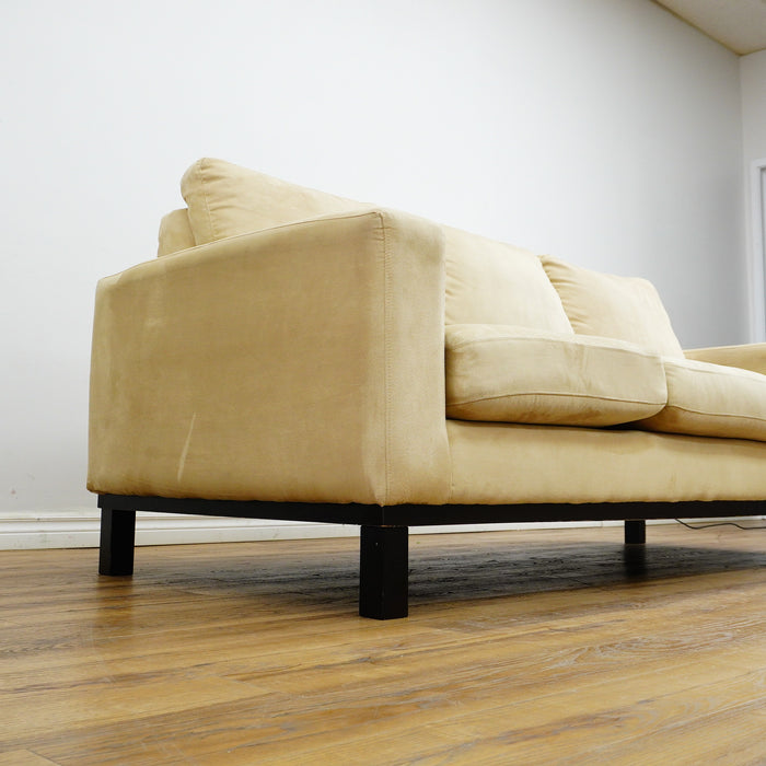 84x40x35-Inch Cream 3‑Seater Velvet Fabric Sofa