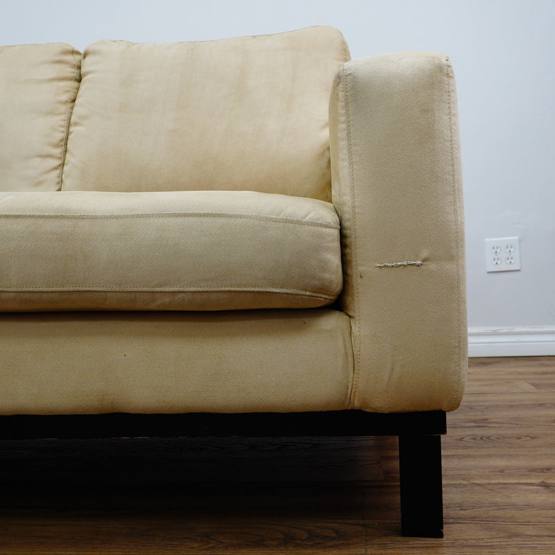 84x40x35-Inch Cream 3‑Seater Velvet Fabric Sofa