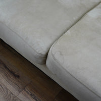 84x40x35-Inch Cream 3‑Seater Velvet Fabric Sofa