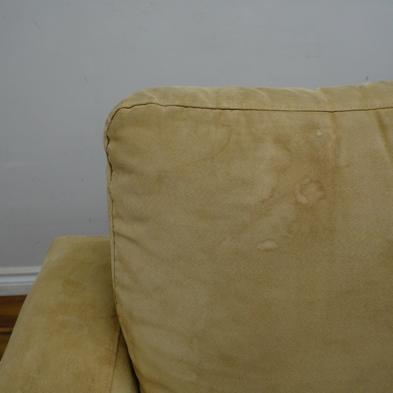 84x40x35-Inch Cream 3‑Seater Velvet Fabric Sofa