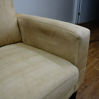 84x40x35-Inch Cream 3‑Seater Velvet Fabric Sofa