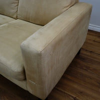 84x40x35-Inch Cream 3‑Seater Velvet Fabric Sofa