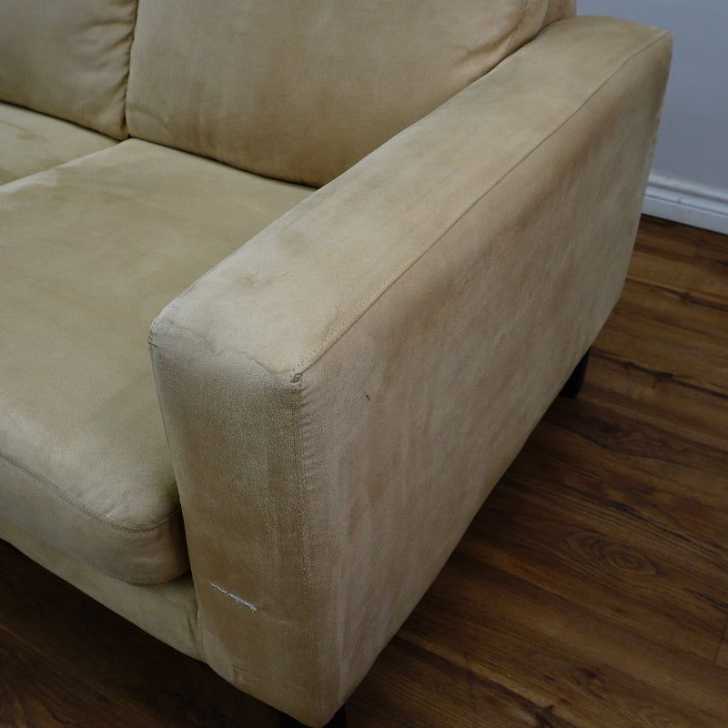 84x40x35-Inch Cream 3‑Seater Velvet Fabric Sofa