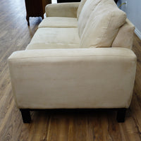 84x40x35-Inch Cream 3‑Seater Velvet Fabric Sofa