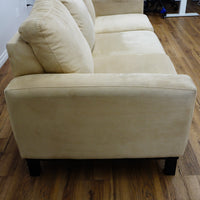 84x40x35-Inch Cream 3‑Seater Velvet Fabric Sofa