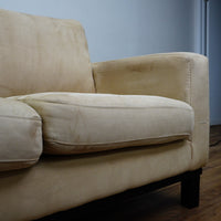 84x40x35-Inch Cream 3‑Seater Velvet Fabric Sofa
