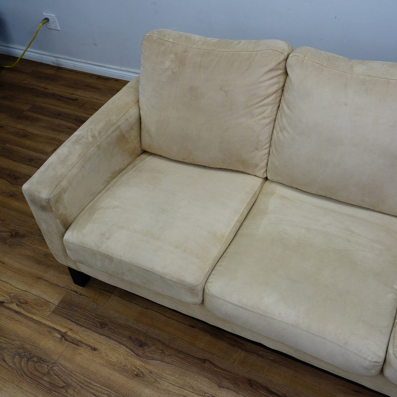 84x40x35-Inch Cream 3‑Seater Velvet Fabric Sofa