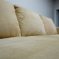 84x40x35-Inch Cream 3‑Seater Velvet Fabric Sofa