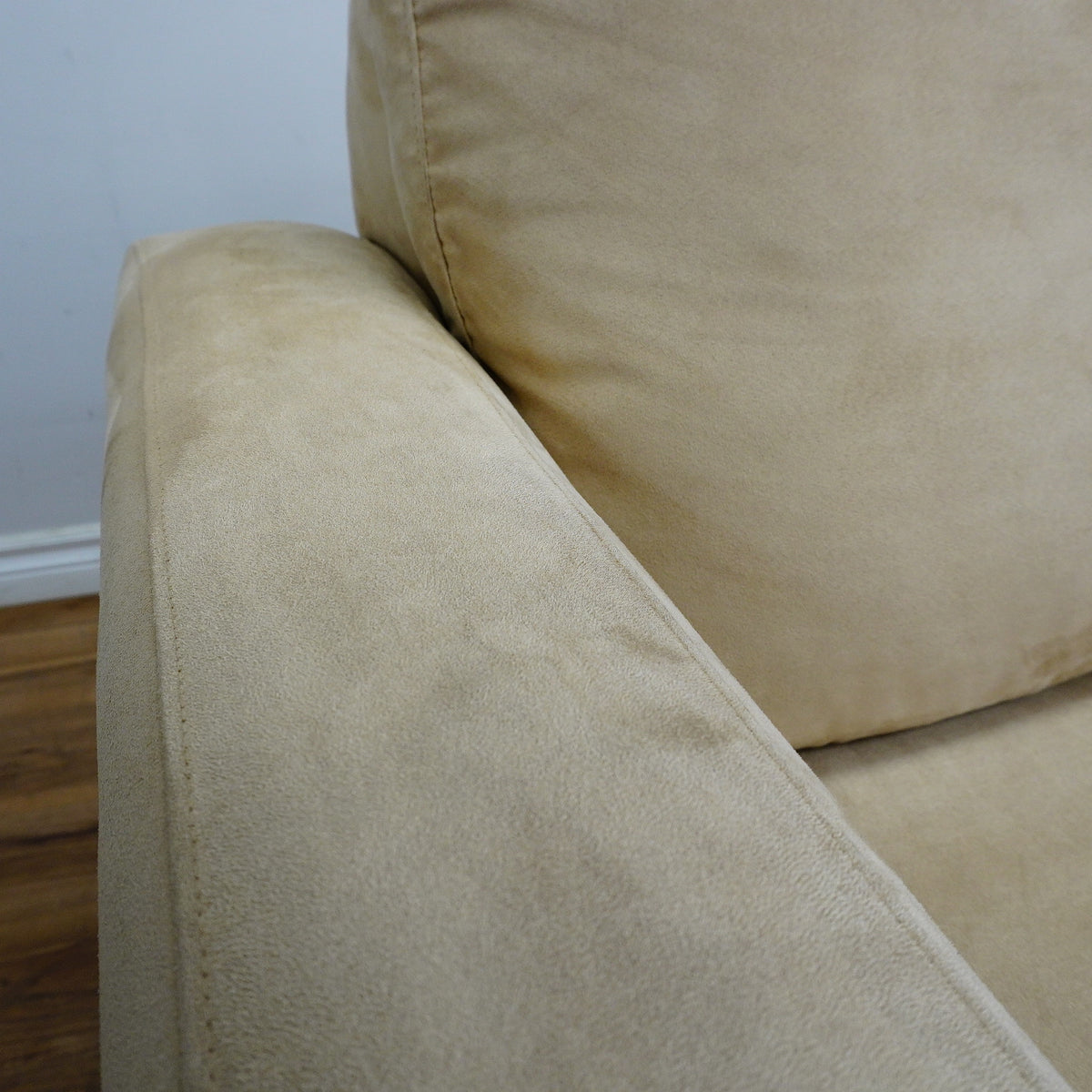 84x40x35-Inch Cream 3‑Seater Velvet Fabric Sofa