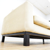 84x40x35-Inch Cream 3‑Seater Velvet Fabric Sofa