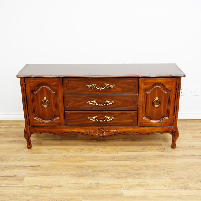 Vintage Wooden Dining Buffet with Cabinets and Drawers – 60x16x30-Inch