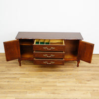 Vintage Wooden Dining Buffet with Cabinets and Drawers – 60x16x30-Inch