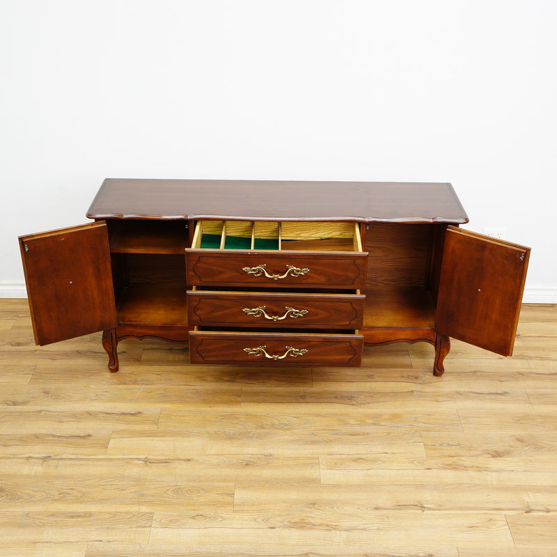 Vintage Wooden Dining Buffet with Cabinets and Drawers – 60x16x30-Inch