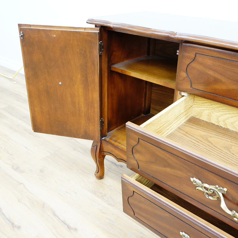 Vintage Wooden Dining Buffet with Cabinets and Drawers – 60x16x30-Inch