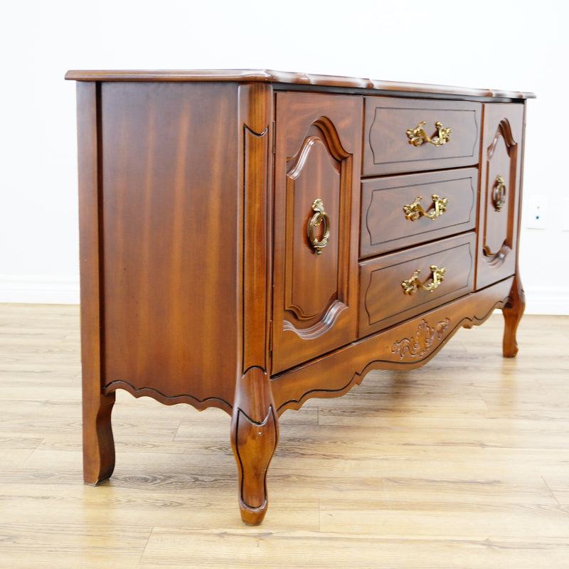 Vintage Wooden Dining Buffet with Cabinets and Drawers – 60x16x30-Inch