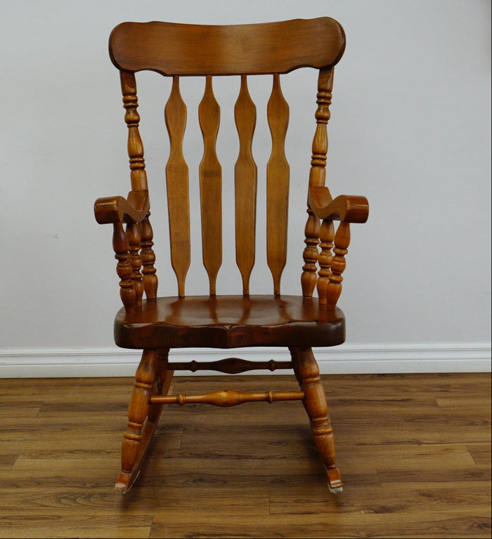 Wooden Rocking Chair – Classic Slat-Back Design, 22x34x46-Inch