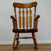 Wooden Rocking Chair – Classic Slat-Back Design, 22x34x46-Inch