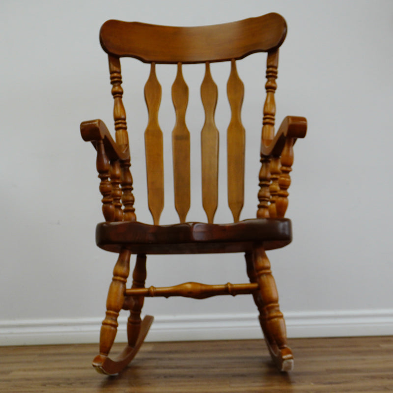 Wooden Rocking Chair – Classic Slat-Back Design, 22x34x46-Inch