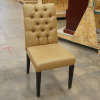 Armless Accent Chair – 20-Inch Wide, Beige Upholstery & Tufted Backrest