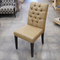 Armless Accent Chair – 20-Inch Wide, Beige Upholstery & Tufted Backrest