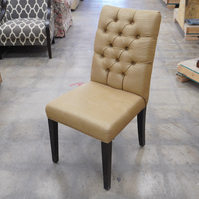 Armless Accent Chair – 20-Inch Wide, Beige Upholstery & Tufted Backrest