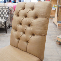 Armless Accent Chair – 20-Inch Wide, Beige Upholstery & Tufted Backrest