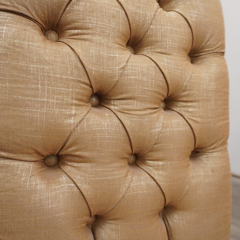 Armless Accent Chair – 20-Inch Wide, Beige Upholstery & Tufted Backrest