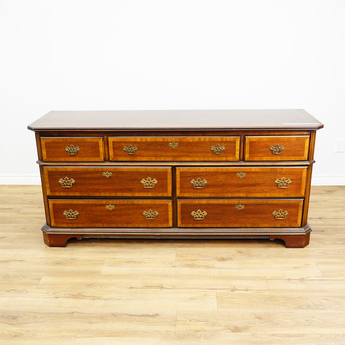 66x19x30-Inch Classic Wooden Dresser with 7 Drawers – Brass Handles