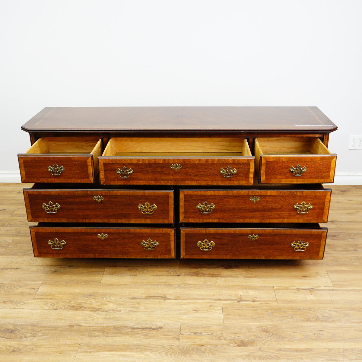 66x19x30-Inch Classic Wooden Dresser with 7 Drawers – Brass Handles