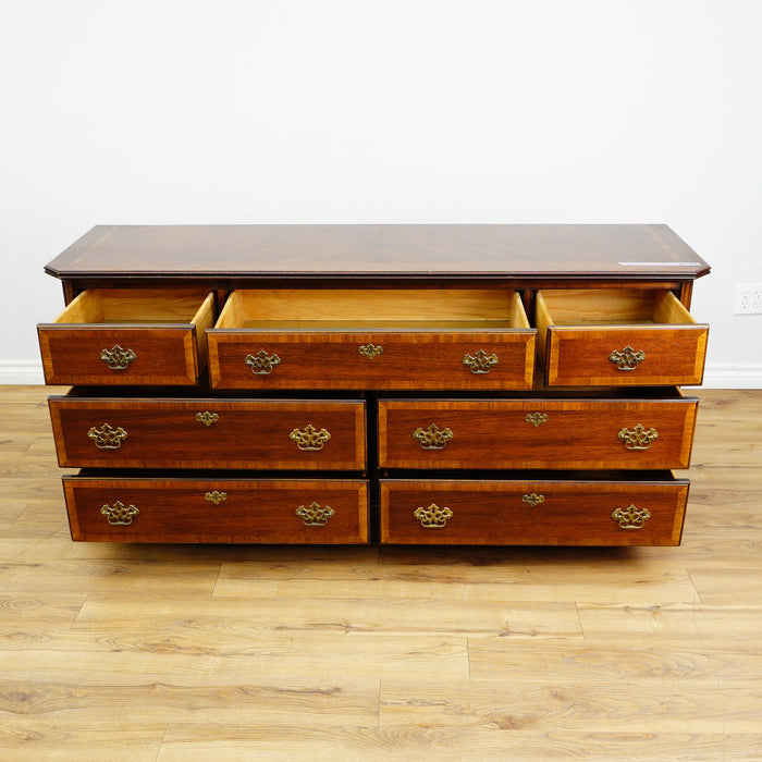 66x19x30-Inch Classic Wooden Dresser with 7 Drawers – Brass Handles