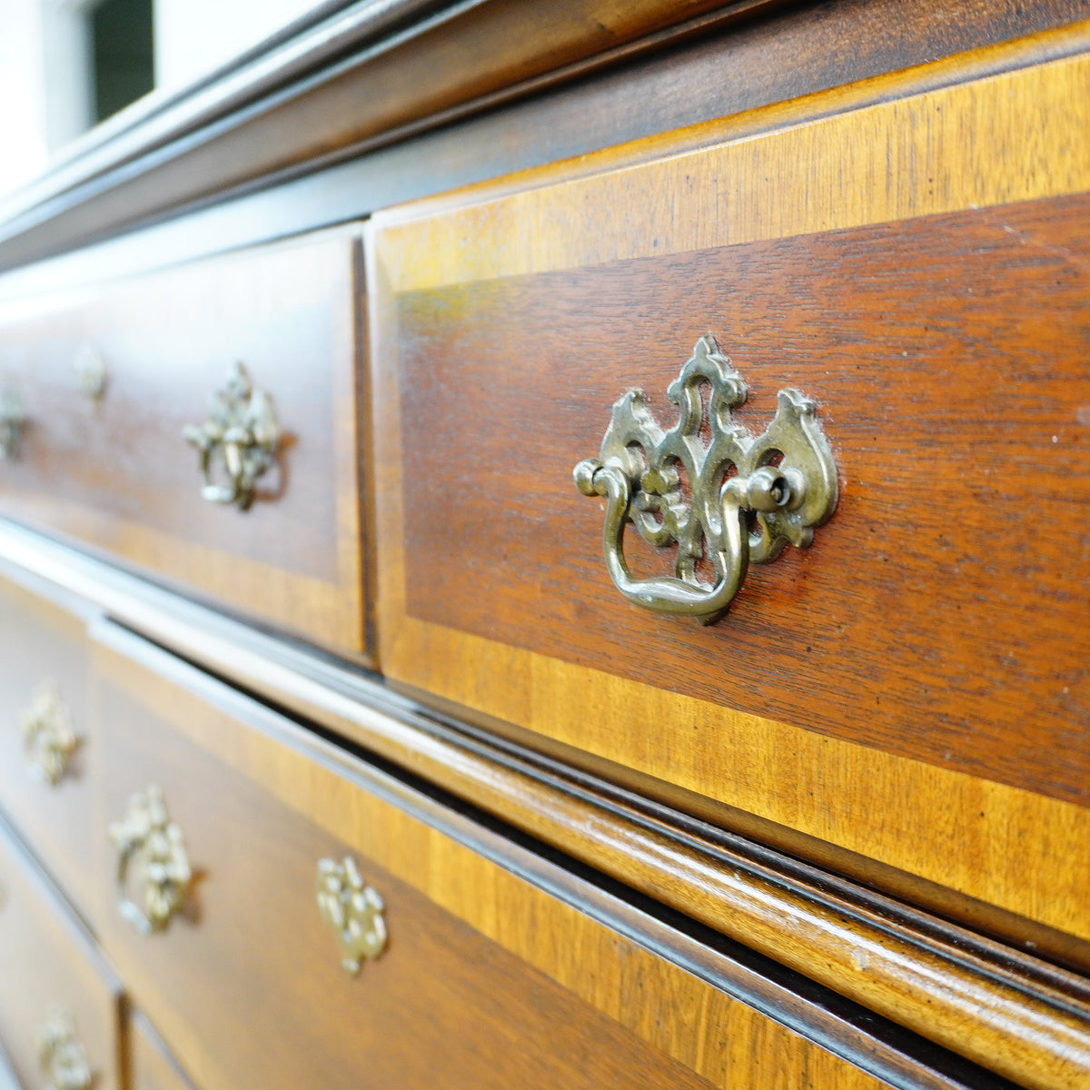 66x19x30-Inch Classic Wooden Dresser with 7 Drawers – Brass Handles