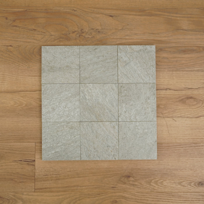 34cm x 34cm Ceramic 9-Tile Mosaic Flooring - Light Grey 4pcs (5 sq ft/box)