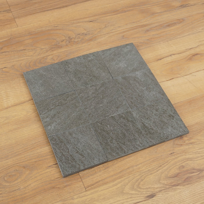 34cm x 34cm Ceramic 9-Tile Mosaic Flooring - Dark Grey 4pcs (5 sq ft/box)