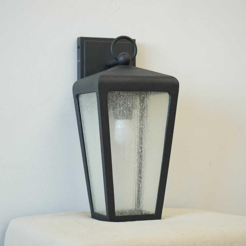 Classic Black Framed 1-Light Outdoor Wall Sconce with Frosted Glass