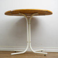 35x35x31-Inch Round Drop‑Leaf Dining Table – White Metal Base & Wood Top
