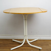 35x35x31-Inch Round Drop‑Leaf Dining Table – White Metal Base & Wood Top