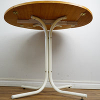35x35x31-Inch Round Drop‑Leaf Dining Table – White Metal Base & Wood Top