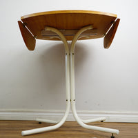 35x35x31-Inch Round Drop‑Leaf Dining Table – White Metal Base & Wood Top