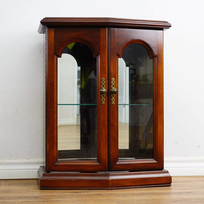 24x14x31-Inch Compact Lighted Curio Cabinet – Glass Shelving