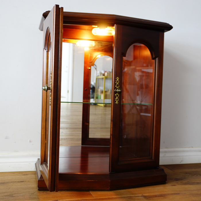 24x14x31-Inch Compact Lighted Curio Cabinet – Glass Shelving