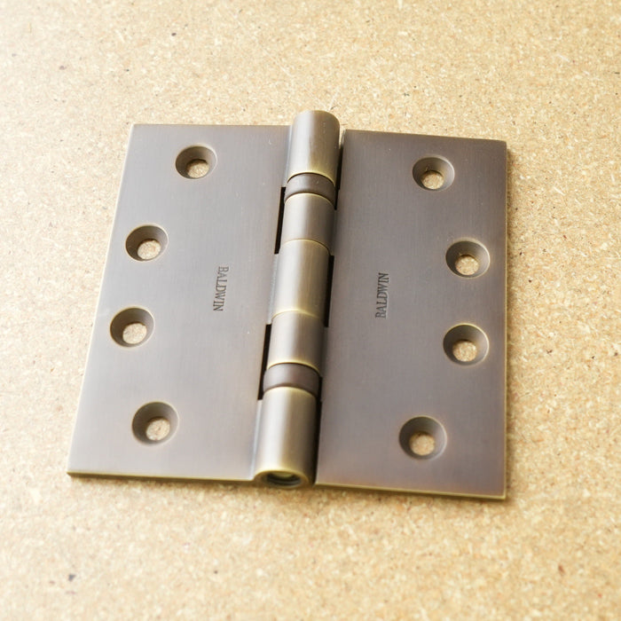 Baldwin Aged Brass Ball Bearing Hinge SQ 4"x4" Half Pair