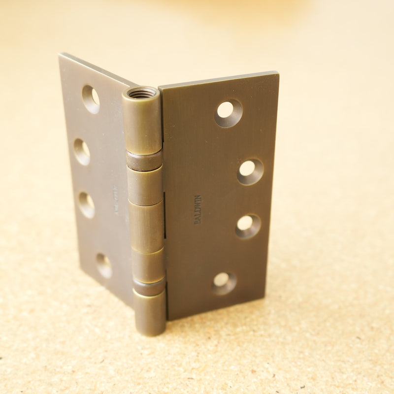 Baldwin Aged Brass Ball Bearing Hinge SQ 4"x4" Half Pair